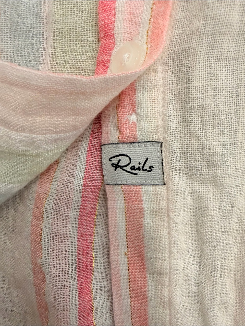 Rails Charli Matera Stripe Lurex Metallic Gauze Button Down Shirt Size Small - Picture 9 of 15